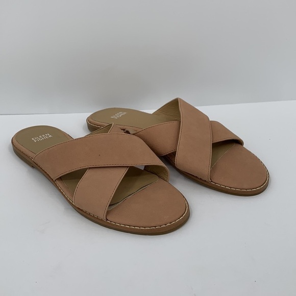 Eileen fisher cape crossover slide sandal shoe tan flat mule women new 9.5 - Picture 3 of 7